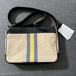 Coach Thompson Crossbody In Signature Jacquard With Varsity Stripe C9363 - NWT